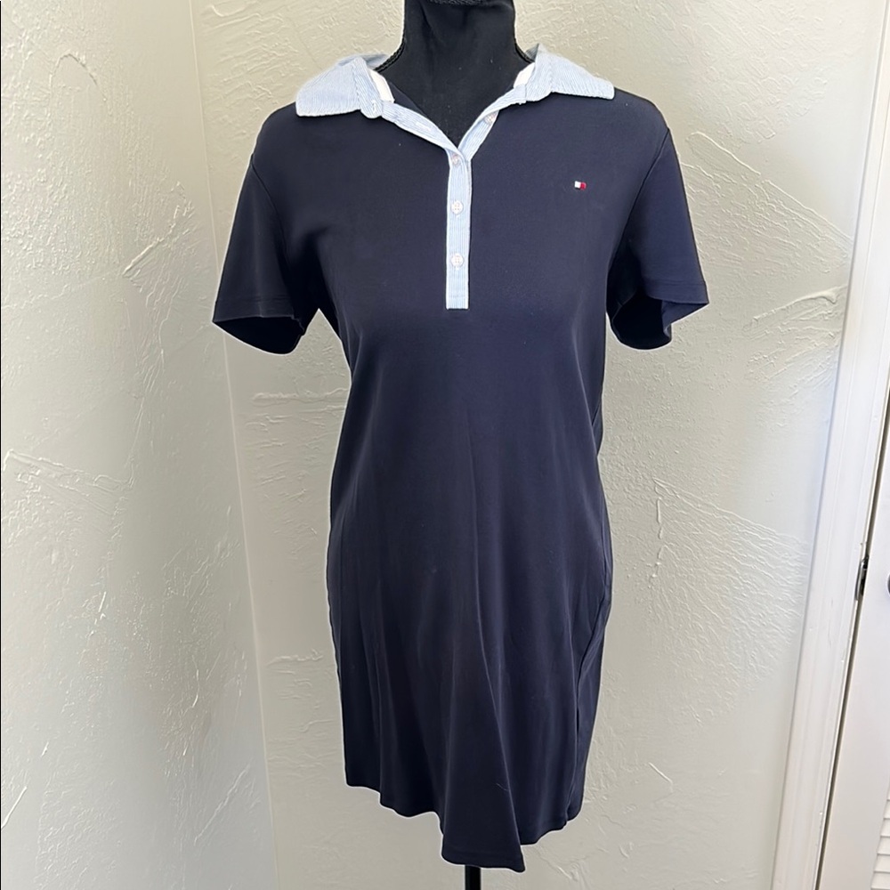 Tommy Hilfiger Navy Blue Polo Collared Golf Cotton Dress
